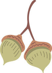 Acorn Pair with Stem