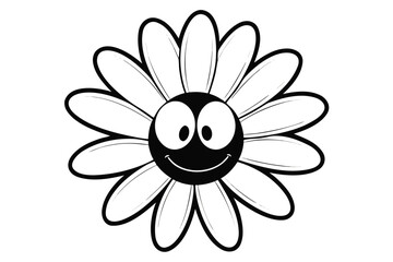 Obraz premium Cheerful daisy illustration presents happy face and symmetrical white flower petals
