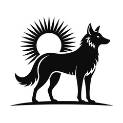 Coyote Sun vector clean black silhouette design white background