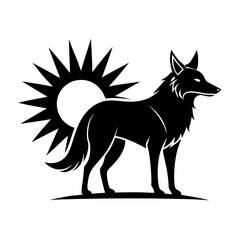 Coyote Sun vector clean black silhouette design white background