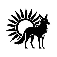 Coyote Sun vector clean black silhouette design white background