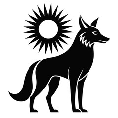 Coyote Sun vector clean black silhouette design white background