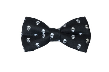 Children's black skull bow tie, Halloween costume concept. Halloween celebration