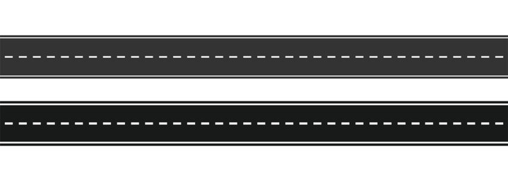 Obraz premium straight roadway elements, horizontal highway icon vector. top view asphalt road vector template.