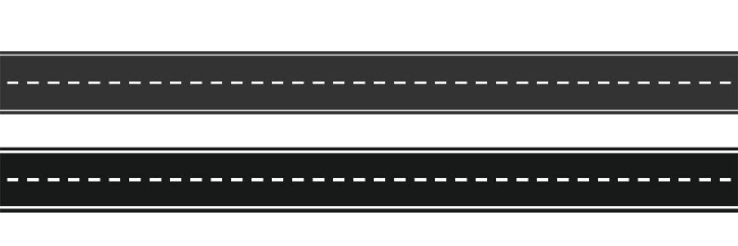 straight roadway elements,  horizontal highway icon vector. top view asphalt road vector template.