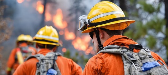 Brave Wildland Firefighters Battling Intense Blaze to Protect Forests and Wildlife from Destruction