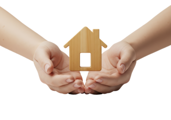 Isolated Home Concept House in Hand Palms Real Estate Mortgage Loan Ownership Investment Secure Future