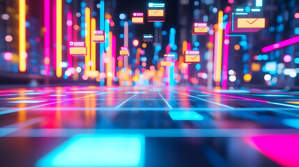 Dynamic Neon City Digital Communication