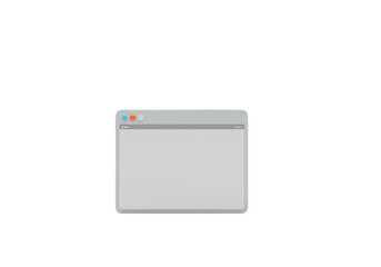 Isolated blank browser window, simple gray rectangle, minimal web mockup for interface design