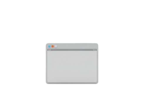 Isolated blank browser window, simple gray rectangle, minimal web mockup for interface design