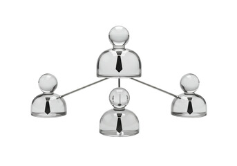 Isolated business organizational chart, hierarchical structure in three dimensions