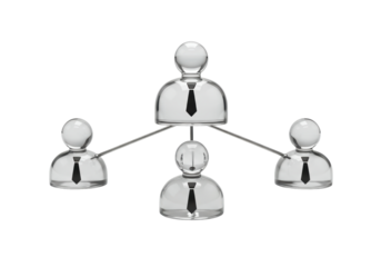 Isolated business organizational chart, hierarchical structure in three dimensions