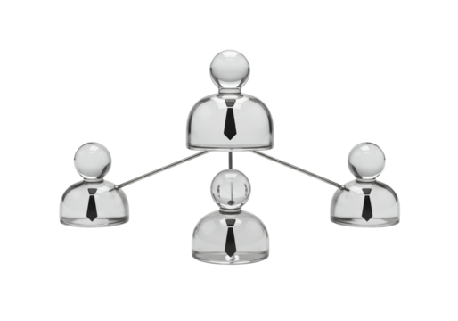 Isolated business organizational chart, hierarchical structure in three dimensions