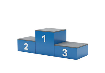 Isolated blue winners' podium platform 1st 2nd 3rd place ranking championship celebration