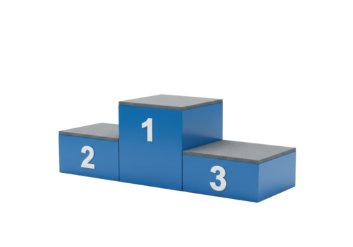 Isolated blue winners' podium platform 1st 2nd 3rd place ranking championship celebration - Powered by Adobe