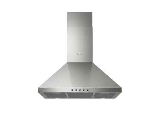 Isolated Steel chimney range hood for kitchen exhaust, removes fumes and cooking odors