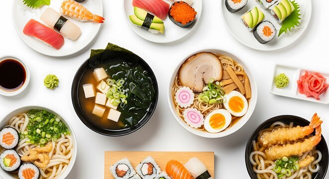 Assortment of Japanese Cuisine Dishes.