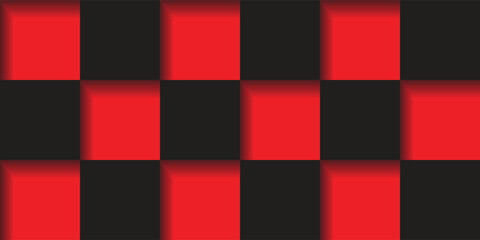 Abstract red and black checkered seamless pattern background. Modern geometric square design for textile, digital, and graphic use. Stylish bold texture for creative projects.
