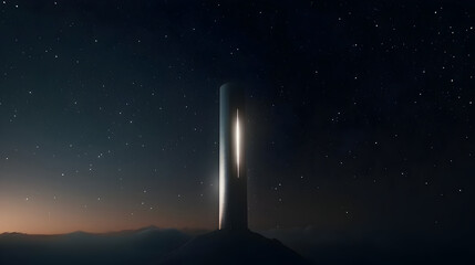 Silhouette Tower Against Starry Night Sky