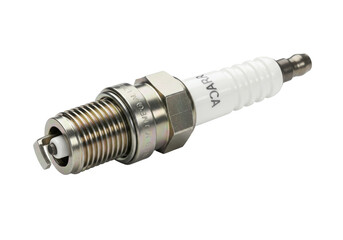 Isolated view of new spark plug for internal combustion engine, automotive part