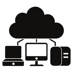 Cloud computing vector clean black silhouette design white background