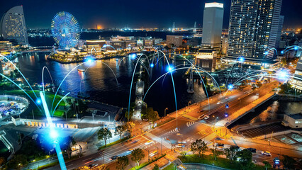 交通、ネットワーク、通信、道路、社会、IoT、internet of...