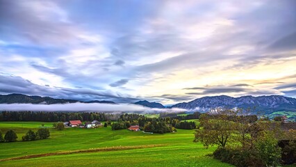 landscape with mountains and clouds