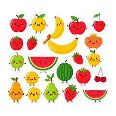 Cute cartoon fruit characters