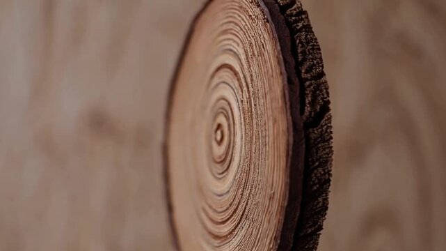 Detailed view of the transverse cut of timber wooden material surface texture