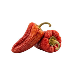 Two red peppers on a black background - Transparent Background