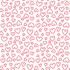 Seamless pattern with cute hearts in vector. Valentine's day wallpaper with hearts.