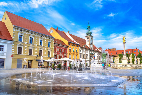 Main square in the historic center of Maribor, Slovenia