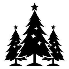 Obraz premium Christmas trees vector clean black silhouette design white background