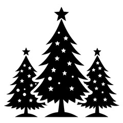 Christmas trees vector clean black silhouette design white background