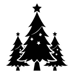 Christmas trees vector clean black silhouette design white background