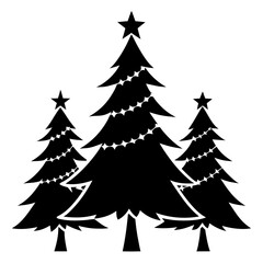 Christmas trees vector clean black silhouette design white background