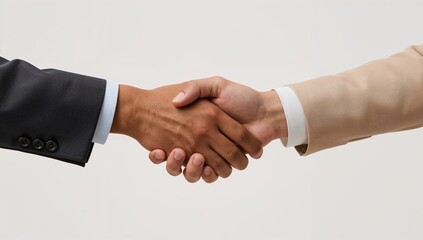Business Handshake: Two Professionals Sealing a Deal with a Firm Grasp on a Neutral Background