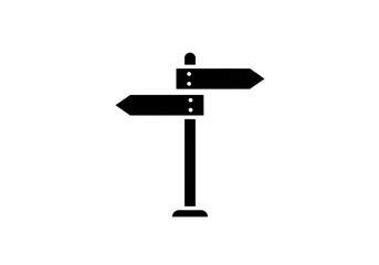 Black signpost pointing in two directions, perfect for navigation and decision making