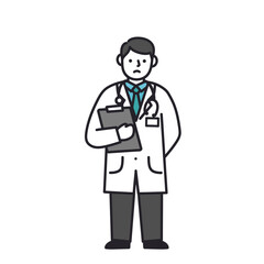 Fototapeta premium Cartoon Doctor with Clipboard and Stethoscope Wearing a Lab Coat and Tie.