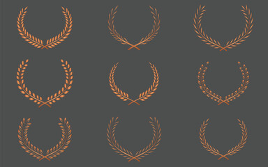 Collection of Black and Golden Laurel Wreaths Set – Award, Recognition, Silver Bronze Vector Icons for Luxury and Elegant Design
