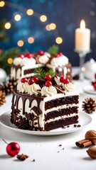 Festive Chocolate Cake Slice