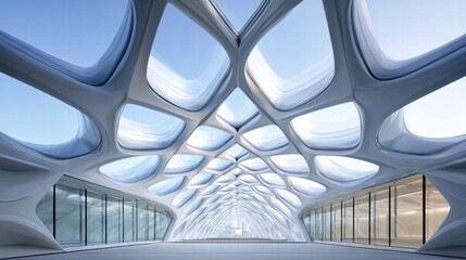 Fototapeta premium A modern architectural masterpiece with a unique, futuristic interior design.