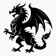 Dragons vector clean black silhouette design white background