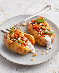 Baked potatoes with carrots