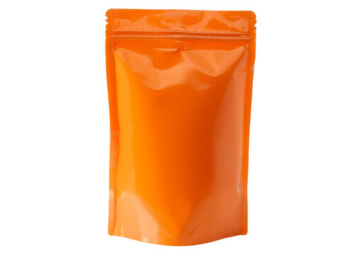 Orange mylar stand up Pouch Isolated on transparent or white background