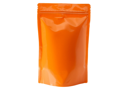 Orange mylar stand up Pouch Isolated on transparent or white background