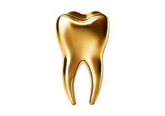 Golden human tooth Isolated on Transparent or White Background.