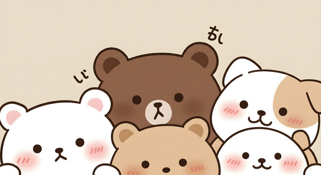 Cute cartoon bear and dog coquette wallpaper background
