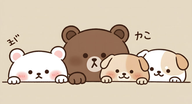 Cute cartoon bear and dog coquette wallpaper background