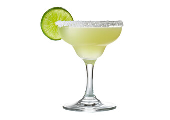 A tropical daiquiri with a sugar rim and a slice of lime, sweet and vibrant Isolated on Transparent or White Background.
